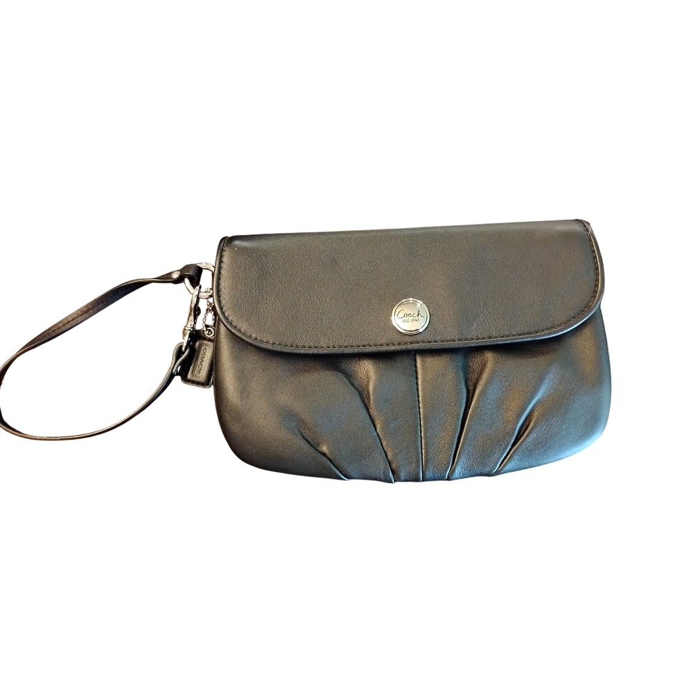Coach Ergo Black Pleated Leather Wristlet Clutch Bag 41535